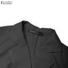 ZANZEA Women Casual Turn Down Collar Solid Color Short Sleeve Dress