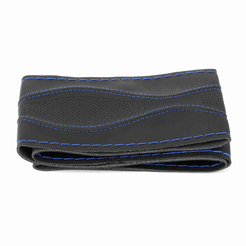 38cm 15in Leather Steering Wheel Wrap Cover Hand Stitching Embossing with Needle and Thread Universal