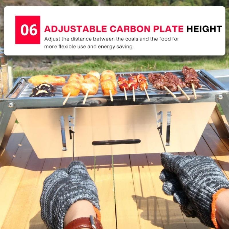 Stainless Steel Folding Barbecue Grill For Home And Outdoor Charcoal Kebabs Smokeless Portable Collapsible Barbecue