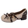 Queen Fan Retro Rundkopf Dicke Hohe Ferse Flachmündung Einzelne Schuhe Damen 2025 Neu Herbst Erhöhend Französische Mary Jane Schuhe
