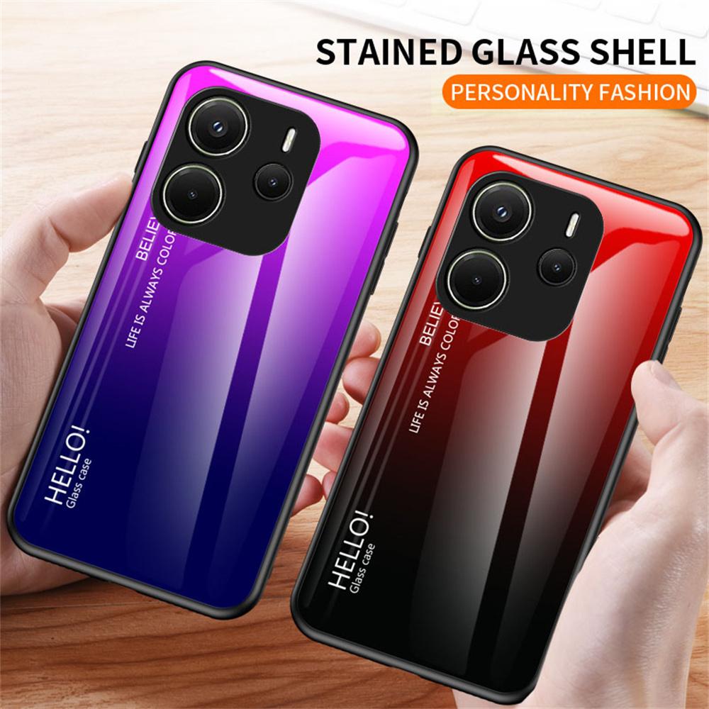 For Xiaomi Redmi Note 14 4G (163.25mm) Etui Ripebestandig Herdet Glass+PC+TPU Telefondeksel