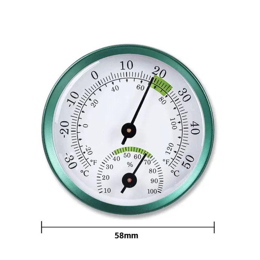 2 in 1 Thermometer Hygrometer Wall-mounted Aluminum Alloy Thermo-Hygrometer Auto Measure No Batteries Required