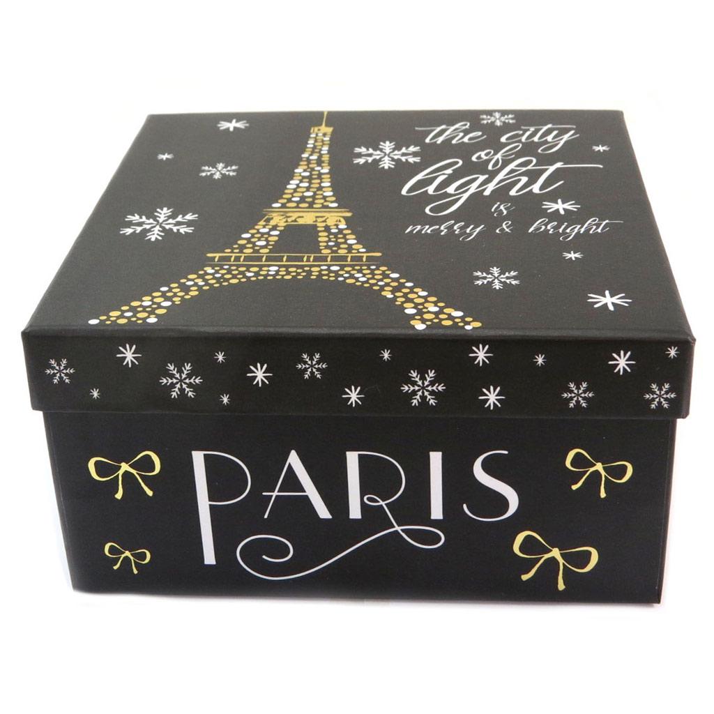 Les Trésors De Lily [P5718] - Set of 3 Nesting Boxes 'Christmas In Paris' Red Blue Black - 18.5x9 Cm