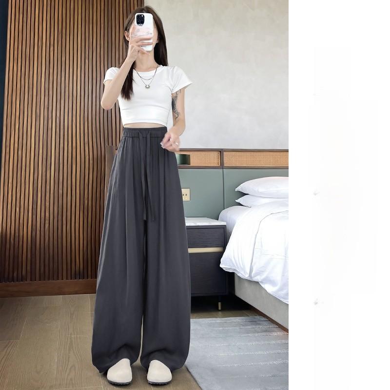 Tencel Linen Wide Leg Pants For Women With High Waist Summer Casual Fit