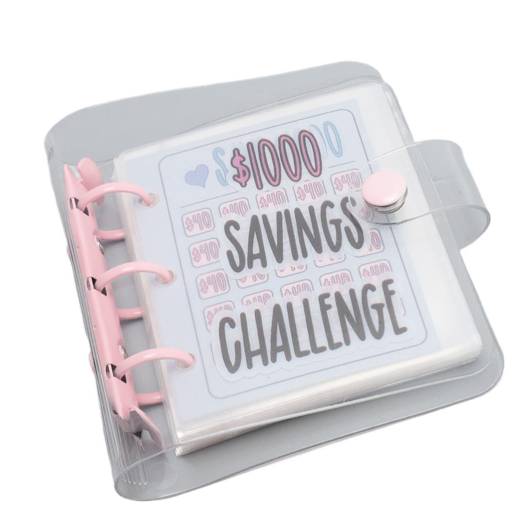 1000 Savings Challenge Binder Multipurpose PVC Reusable Mini Budget Binder with Sticker for Money