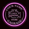 Garage Custom LED Neon Sign USB Wall-Mounted Decor Check Engine Man Cave White Auto Light for Showrooms Gifts Circular