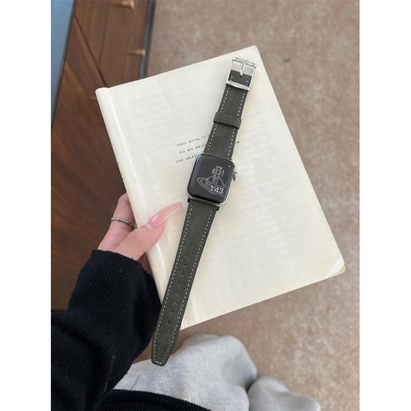 The Square Buckle Tree Pattern Leather Strap Is Suitable For Applewatch S 10Th Generation Apple Watch Strap Iwatch98765Th Generation Se