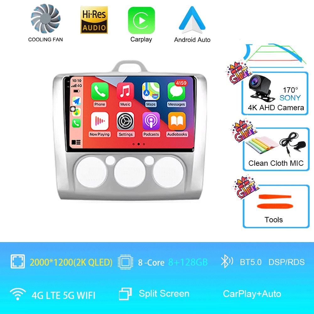 Car Radio Android 14 Auto Carplay WiFi For Ford Focus 2 3 Mk2 Mk3 2004 2005-2011 4G Multimedia GPS Navigation 2 Din Autoradio BT