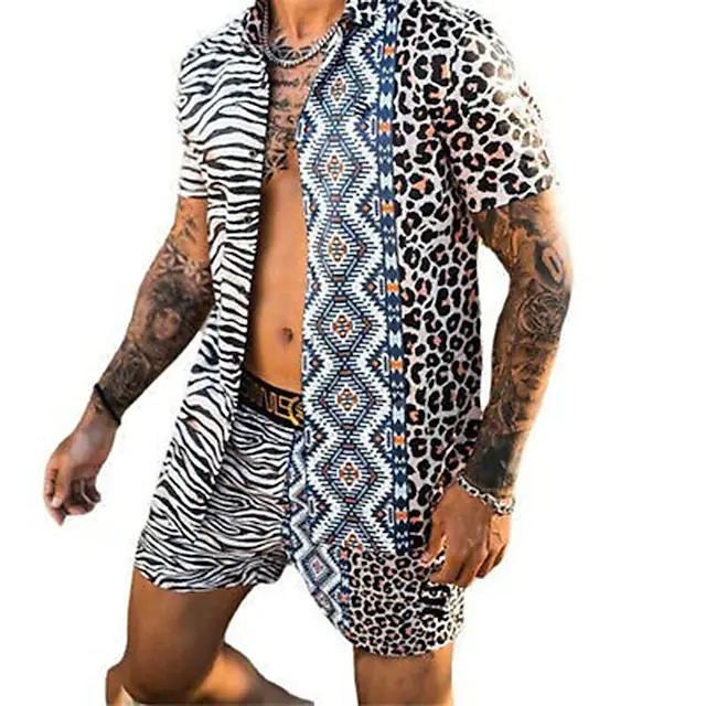 Men S Beach Pants Men S Casual Short Sleeve Shirt Set Men S Casual 2XS
