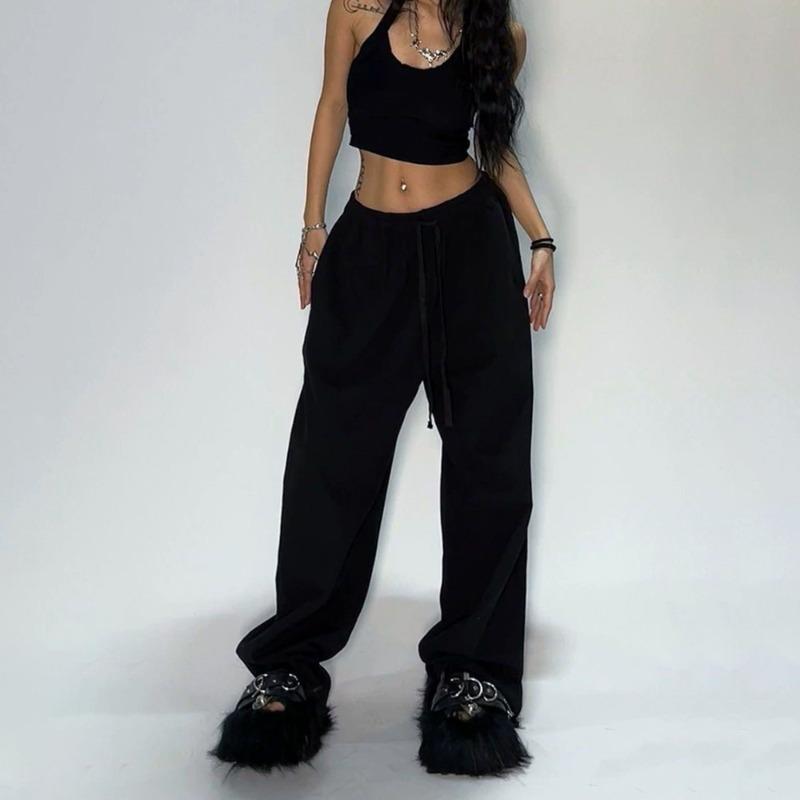Hip Hop American Vintage Casual Pants Women's Sweatpants Loose Wide Leg Long Pants