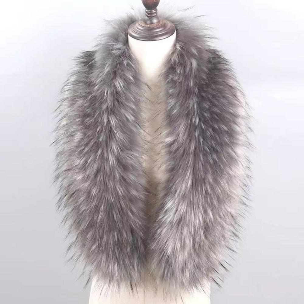 

Модный мех Имитация енота лисы Милый шарф Осень и зима Меховой воротник Шаль Женский шарф