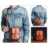 Whatna Antique-Style Tanned Natural Cowhide Leather Mini Shoulder Bag for Men, Small Messenger Bag, Shoulder Pouch, Vertical Design, Fits iPad Mini,