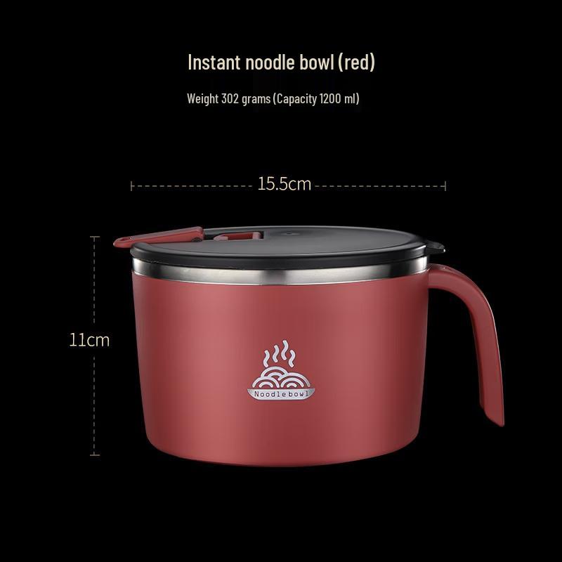 ZISIZ Portable 304 Stainless Steel Draining Noodle & Soup Bowl Set with Lid