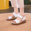 Foreign Trade Korean Version Casual Versatile Mother Shoes Platform Non-slip Slope Heel Sandals Real Soft Leather 2025 Summer Soft-soled Sandals
