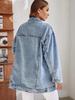 S115 Women's Plus Size Mid-Length Ripped Denim Jacket - European & American Style