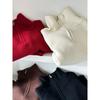 Women's Autumn and Winter Loose and Thickened Design Sense High Neck Zipper Solid Color Knit Short