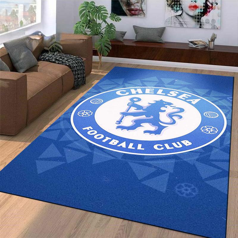 Blue Chelsea Football Club Carpet with Lion Logo Design Decor Rug Suitable for Use As an Anti-slip for Living Room Bedroom Sofas
