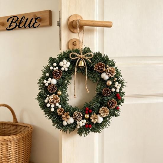Künstlicher Weihnachtskranz Norfolk-Tanne für Haustür Unechte Grüne Nadeln Natürliche Optik Kranz Winter Bauernhaus Feiertags-Hänge-Dekoration Veranda Fenster