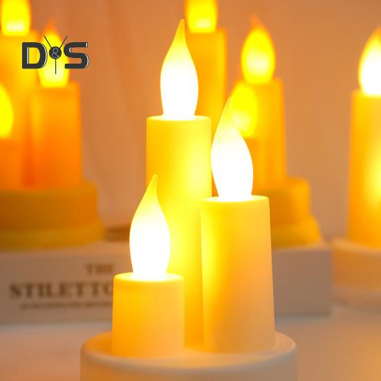 LED-Flammenlose Kerze, elektronisches Kerzenlicht, flammenlose Stumpenkerze, Trio-Tischkerzenlicht für Feiertage, Hochzeiten, Partys, Tafelaufsatz