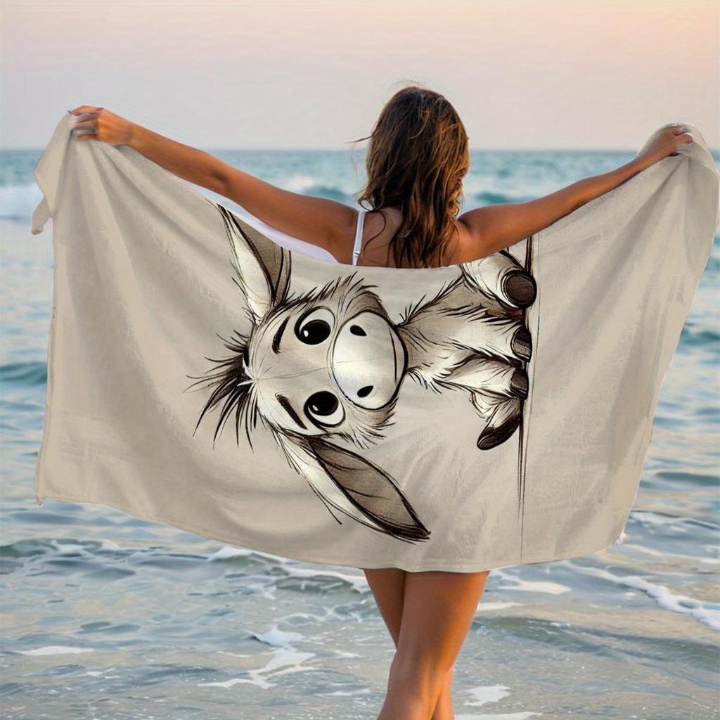 Cute Baby Donkey Beach Towel Microfiber Sand-Free Flat Print Soft Bath Towel for Kids Adults Travel Pool Outdoor Essentials