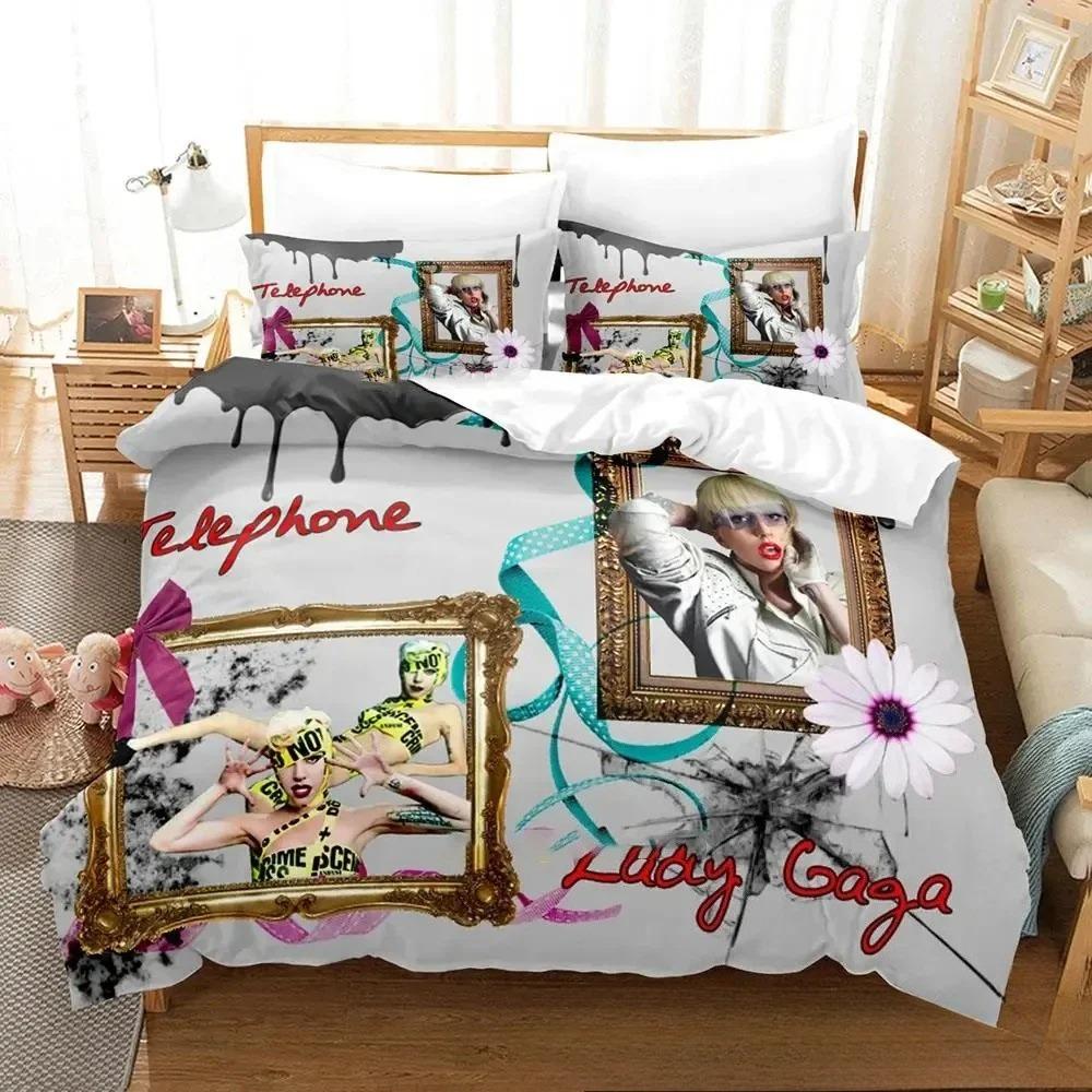 

3D Print Fashion L-Lady G-Gaga Bedding Set Boys Girl Twin Queen King Size Duvet Cover Pillowcase Bed boys Adult Home Textiles 135x200cm