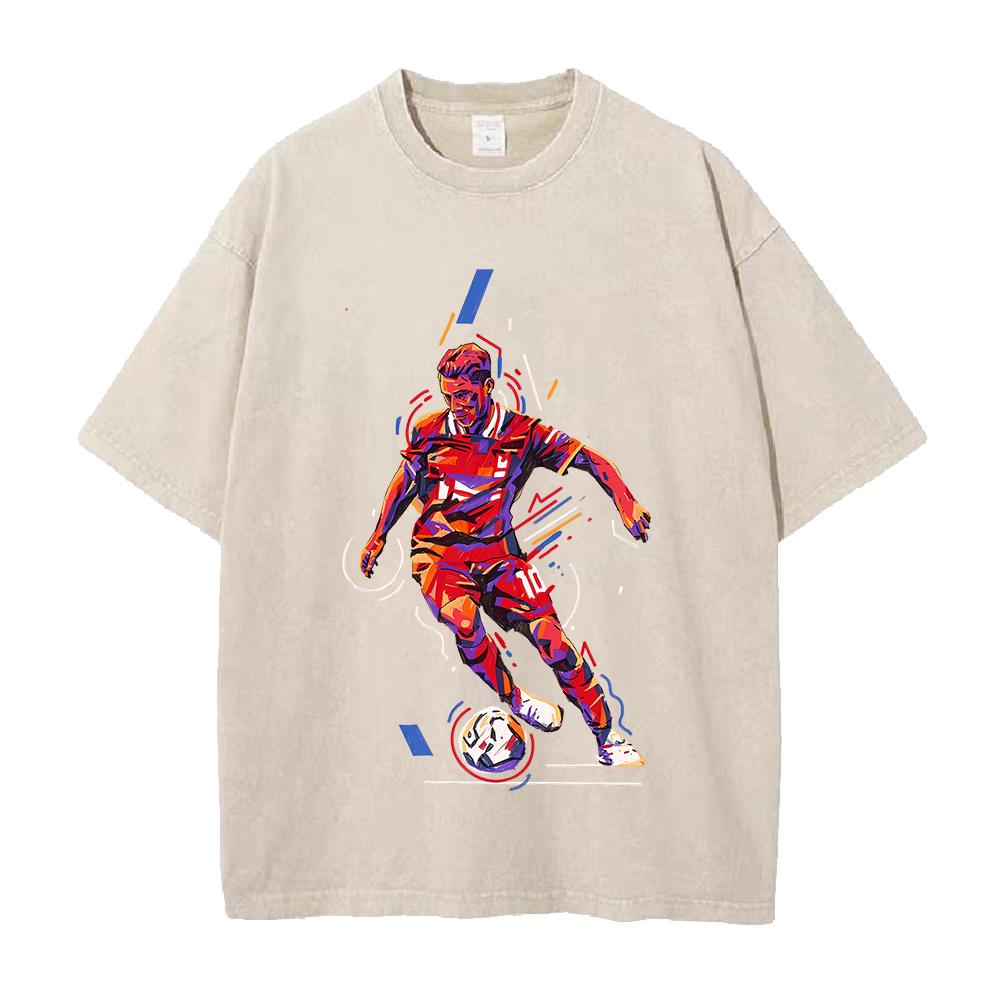 Trendiges Bedrucktes T-Shirt Herren Damen Kleidung Vintage Gewaschenes Oversize T-Shirt Sommer Kurzarm Baumwoll Tops