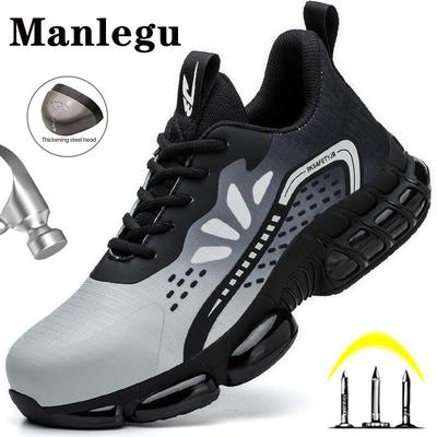 Zapatillas de trabajo con cojín de aire, zapatos de seguridad transpirables para hombres, zapatos de trabajo ligeros con punta de acero, zapatos de protección para hombres y mujeres, calzado de seguridad antigolpes