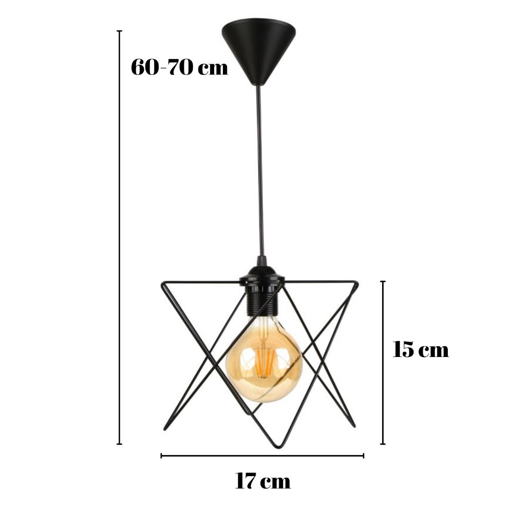 Kare Yıldız Otantik Mini Siyah Avize Hol Antre Giriş Sarkıt