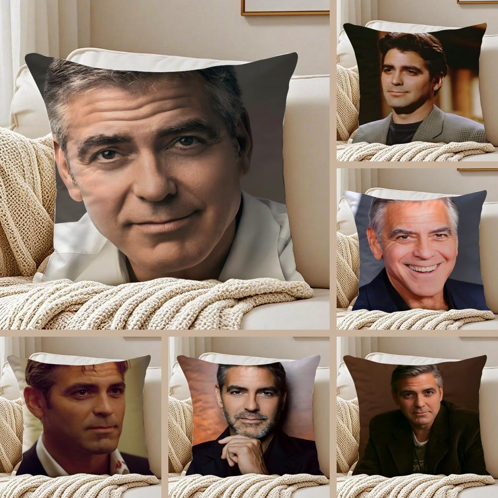 Exquisite Fashion Items Unisex Popular G-George Clooney Cushion Cover Pillowcase Anti-Dustmite Invisible Zipper Short Plush Sofa Cushion