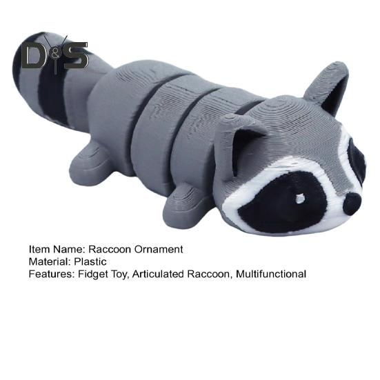 3D-gedrucktes Waschbär-Ornament, flexibles, bewegliches Waschbär-Spielzeug, Mini-Waschbär in der Mülltonne, für Tiersammler, Kindergeschenk