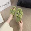 Comfortable Princess Thick-bottomed Fluffy Slippers Women's Autumn and Winter High-end Outer Wear 2025 New Indoor Home One-word Cotton Mop
