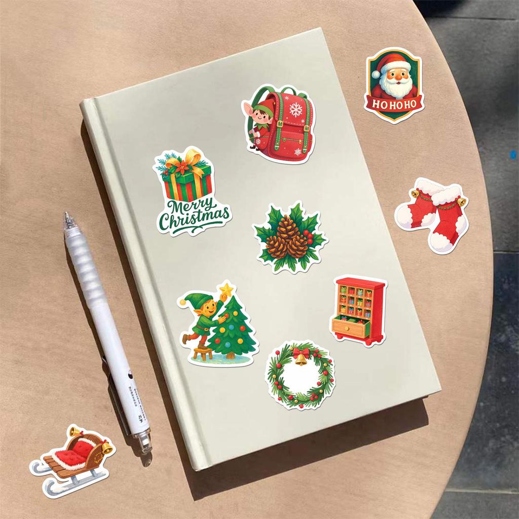 50 Sheets PVC Christmas Cartoon Creative Stickers for DIY Phone Case & Notebook Decoration