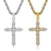 Hot-selling Hip Hop Jewelry Titanium Steel Gold-plated Zircon Cross Pendant Necklace