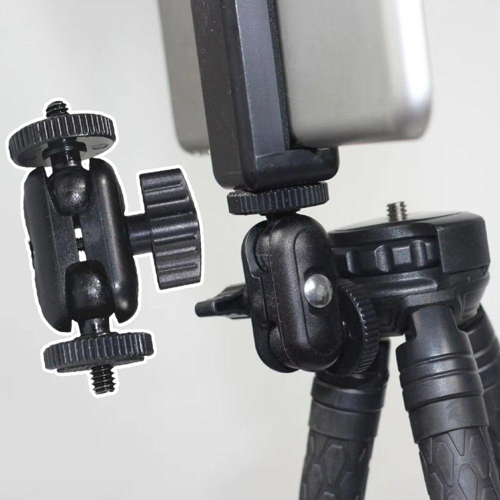 Stable Double Ball Head Bracket 1/4''Screw Action Camera Holder for Camera Monitor Video Light Mic