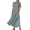 Women's Solid Color Round Neck Short Sleeve Loose Hem Dress