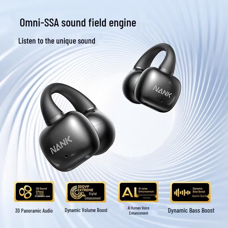 Nankka Clip Super Open-Ear Clip-On Sports Bluetooth Headphones