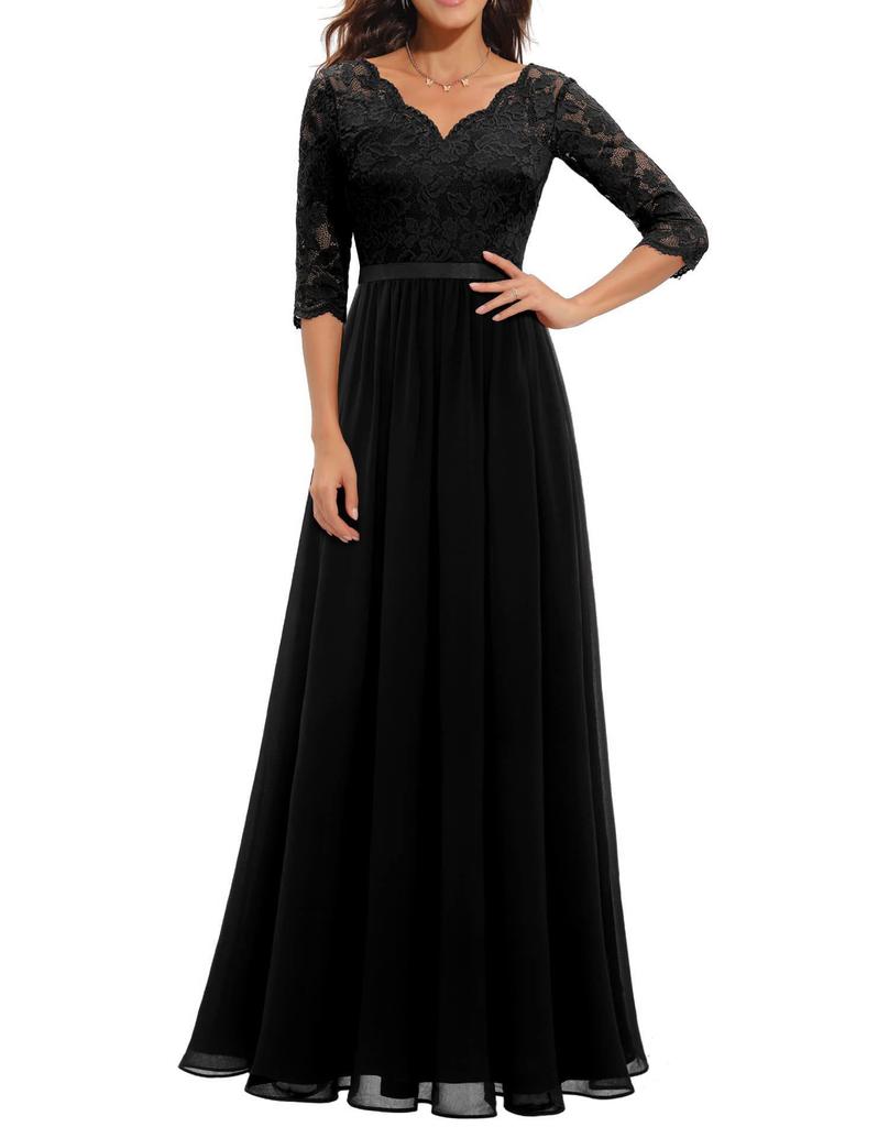 Elegant Lace Splicing Long Evening Dress for an Impressive Look