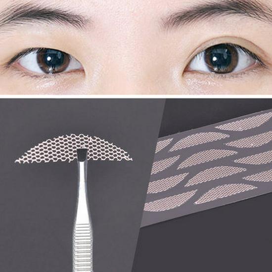 Magic Beauty Olive-Shaped Lace Eyelid Stickers - Natural, Invisible, Seamless Mesh Design for Double Eyelids.