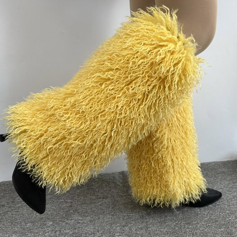Faux Furs Leg Warmer,Warm Soft Cozy Fuzzy Leg Warmer Boot Cuffs Cover for Women Party Costumes Boot Sleeves Boot Covers