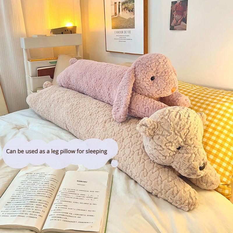 Kawaii Długa Gigantyczna Kręcona Zwierzątko Królik Pluszowa Poduszka Lalka Słoń Królik Niedźwiedź Dinozaur Miękka Poduszka Wystrój Domu Towarzysz Snu