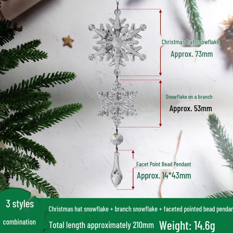 Acrylic Snowflake & Water Drop Beaded Ornaments - Christmas Tree Decoration in 12 Colors
