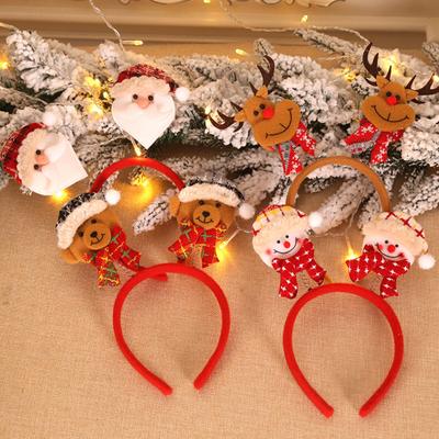 Christmas Headband Santa Claus Reindeer Snowman Bear Plaid Anti-slip Holiday Decoration Adults Kids Cute Xmas Hair Band Hair Accessories Party Props