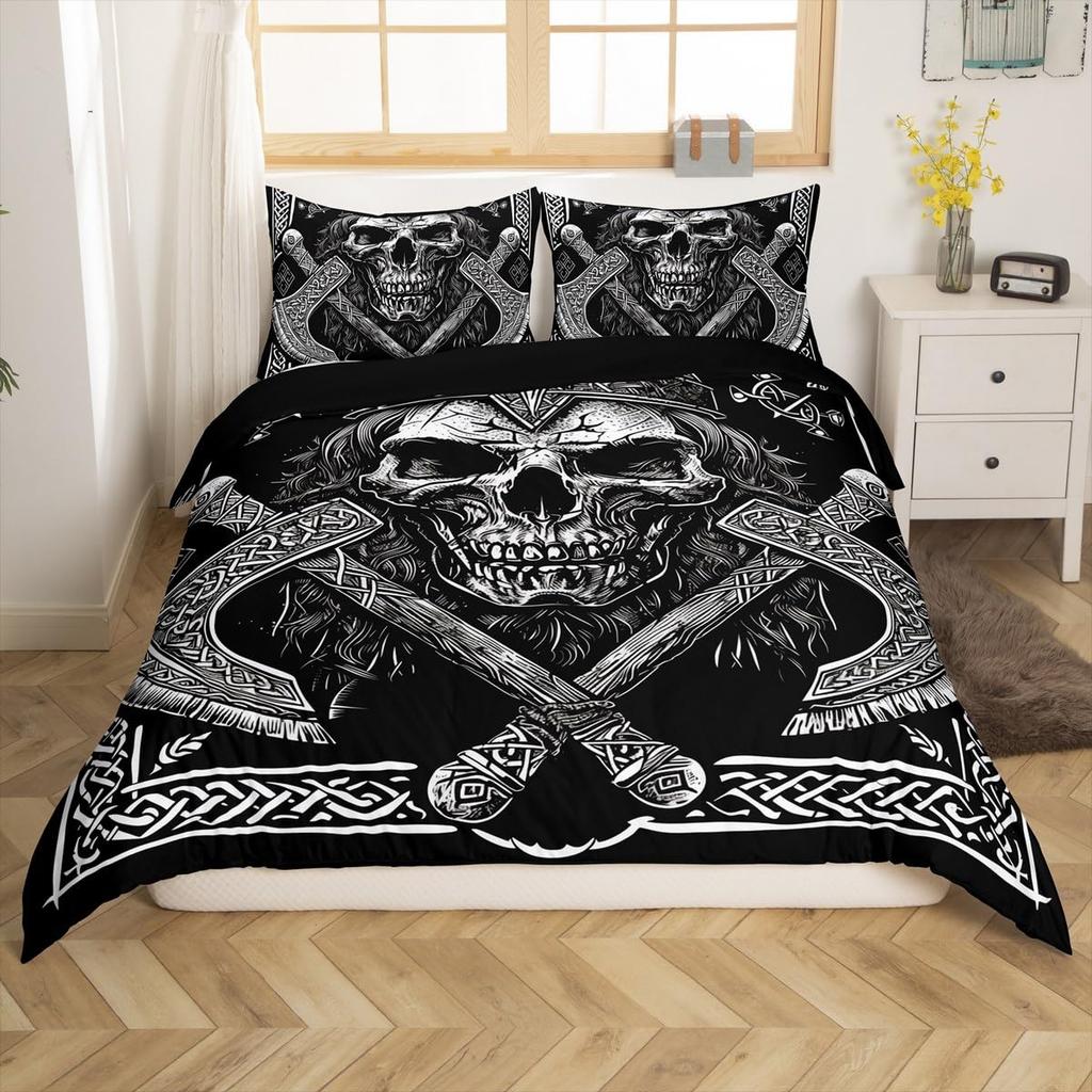 Axe Duvet Cover Set For Teens Adults Men Queen Lightweight Quilt Cover With 2 Pillowcase Traditional Battle Bedding Set No Quilt