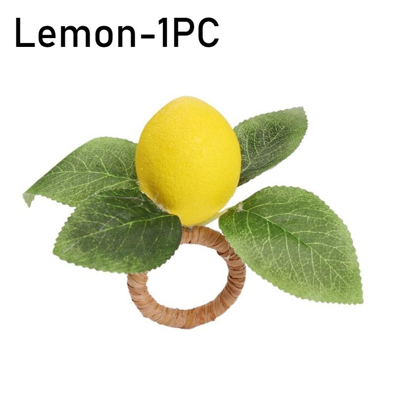 1-48PCS Lemon Napkin Ring Real Touch Plant Leaf Fruit Design Holder for Easter Wedding Party Dining Table Decoration Accessories