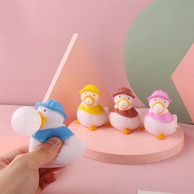 1 Stück Quetschen und Blasenblasen Erwachsenes Stressabbau-Spielzeug Cartoon Kneifen und Musik Ente Blasen Ballon Rebound-Puppe