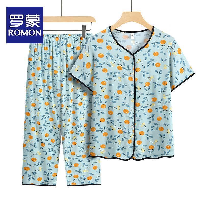 Romon Women s Floral Two-Piece Summer Loungewear Set 4XL