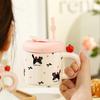 Summer Straw Cup Cute Cat Mug Water Cup with Lid Ceramic Cup Girl Couple Birthday Gift Souvenir