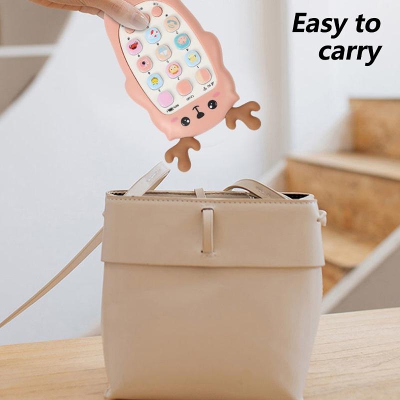 Cartoon Hirschform Lernspielzeug Telefon für Baby USB Wiederaufladbar Rollenspiel Musikalisches Telefonspielzeug mit realistischem Design