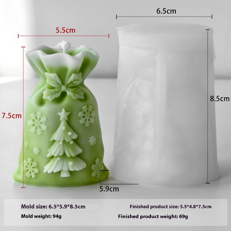 Christmas Gift Bag Candle Silicone Mold Diy Xmas Decor Handmade Aroma Wax Craft Mold Holiday Home Decoration