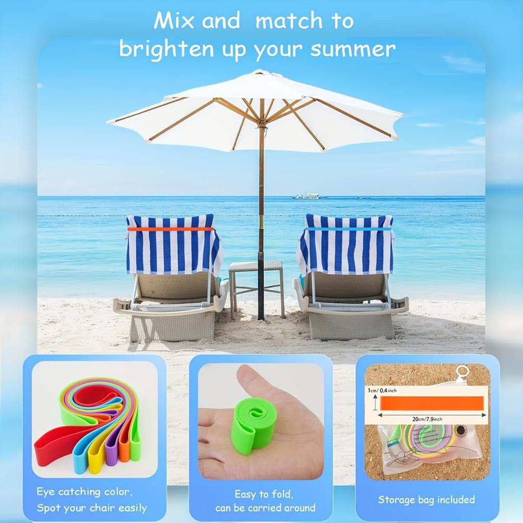 6-Pack Towel Straps, Compatible with Beach & Pool Loungers, Multifunctional Lanyards for Towels & Luggage Tags